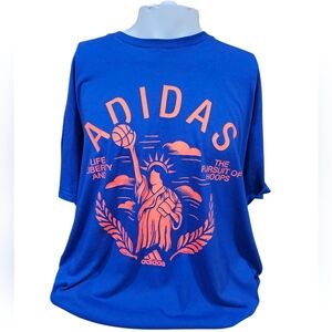 Adidas Performance Tee‎ Royal Blue with Vibrant Orange Design Size 2XLT